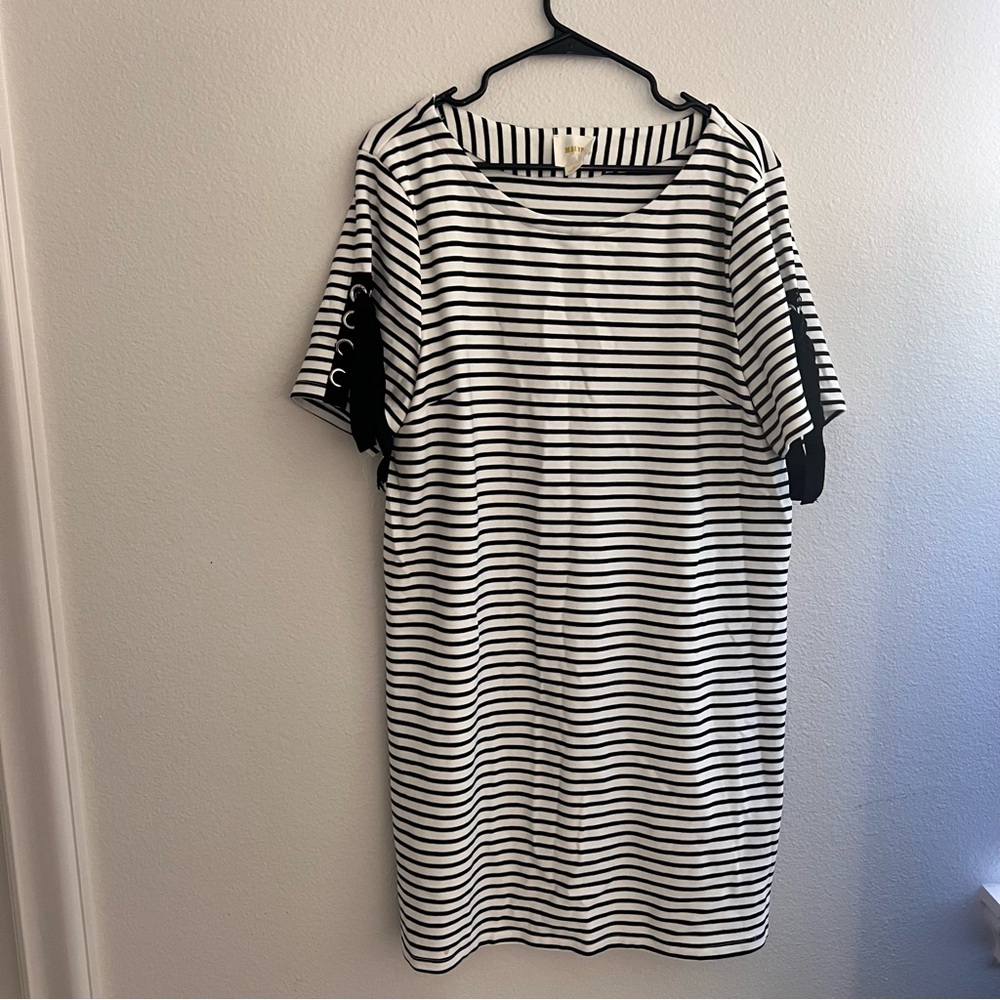 Anthropologie Maeve dress size XL black and white striped dress for spring